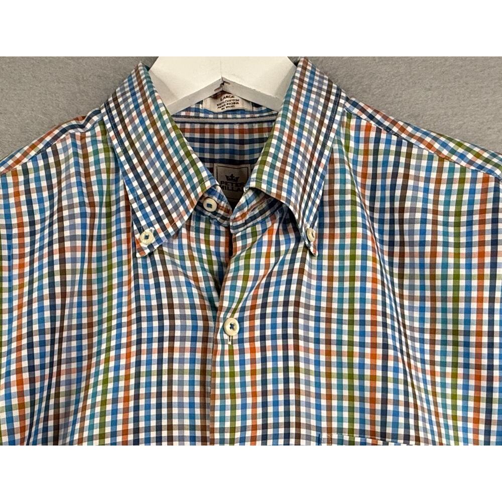 Peter Millar Button Up Shirt Mens Sz L Plaid Preppy Workwear Casual Office‎